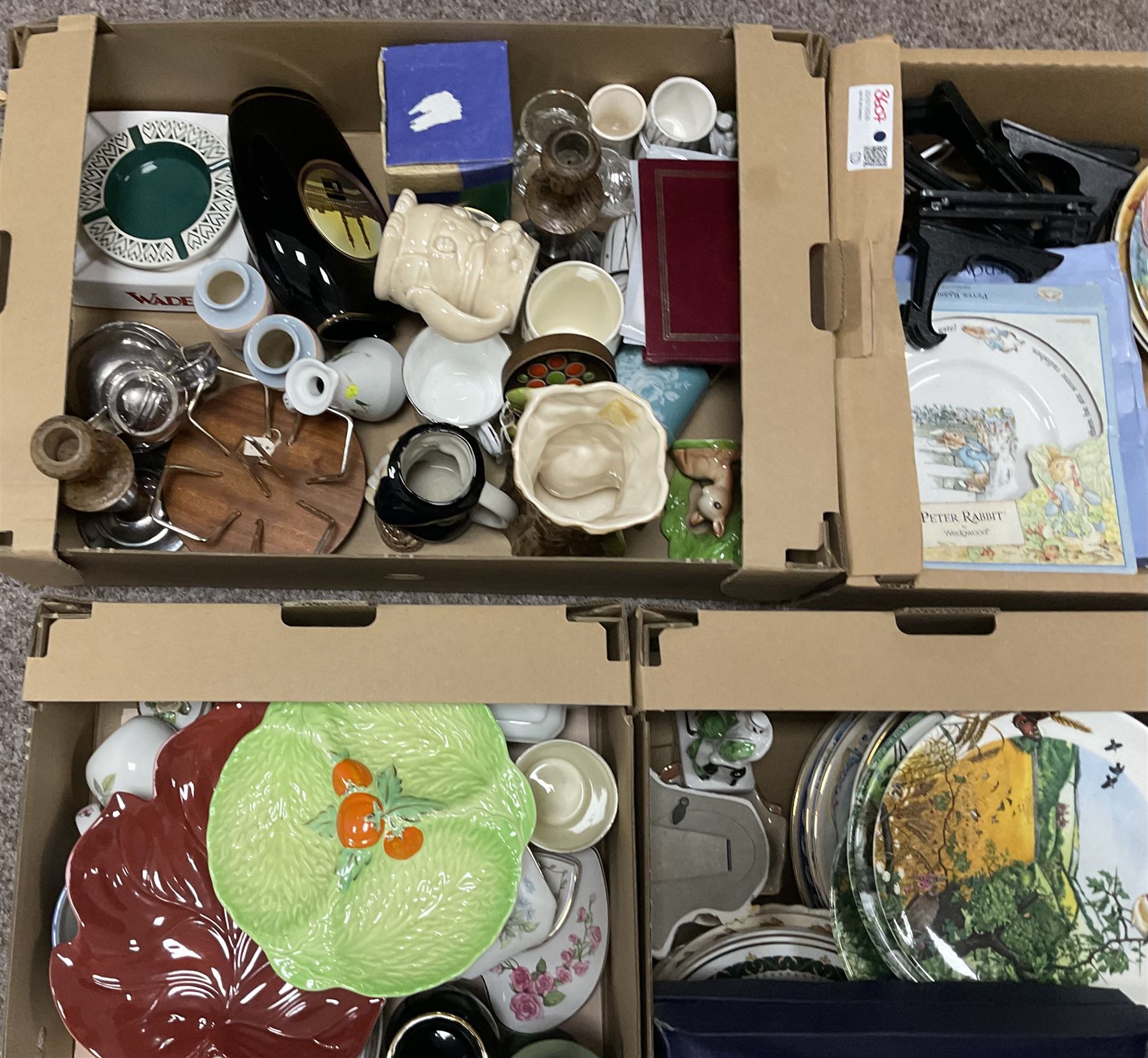 Collectables including, Wedgwood, Beswick, Hornsea, Wade etc in five boxes 