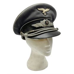 WW2 German Luftwaffe Officer's visor cap with cloth badges