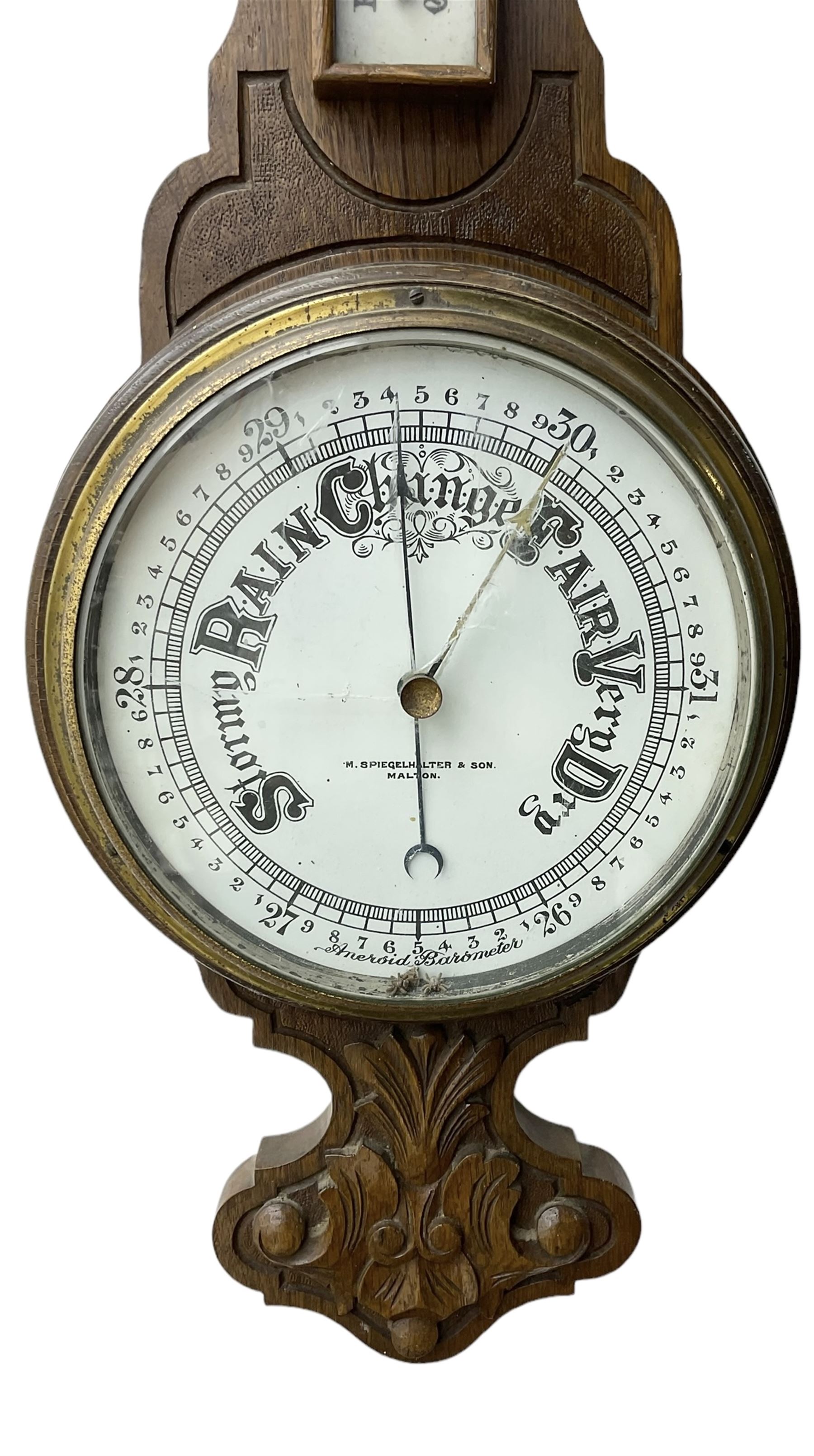 1930’s Oak cased aneroid barometer.