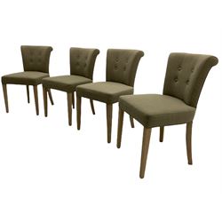 Neptune Furniture - Calverston set of four curved back dining chairs with Clara Natural buttoned upholstery, pale oak legs