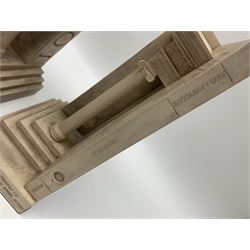 Timothy Richards handmade English plaster architectural models, Ionic; The Second Order of Greek Architecture, bookends, H22cm