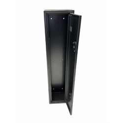 ‘BOXX' mottled grey steel gun cabinet, no internal divisions, internally H133cm W29cm D19cm with double locking single door