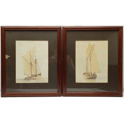 Roger Davies (British 1945-): 'Prince's Dock Hull c.1900' and Boats at Sea, three overpainted prints signed in pencil 23cm x 30cm (3)