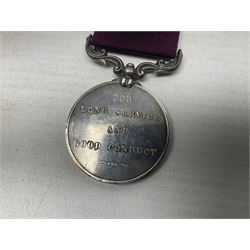 Victoria Army Long Service and Good Conduct Medal, second type reverse, awarded to 1817 Sergt. John Grant Coast R.A., with ribbon and biographical information