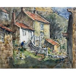 Rowland Henry Hill (Staithes Group 1873-1952): 'Lansdowne Cottage Runswick Bay', watercolour signed and dated 1944, 25.5cm x 31.5cm 
Provenance: private collection; purchased Phillips Leeds 19th November 1998, Lot 365