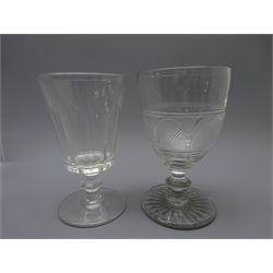  Eight 19th century glass goblets all having faceted or cut bowls, H18.5cm max (8)  