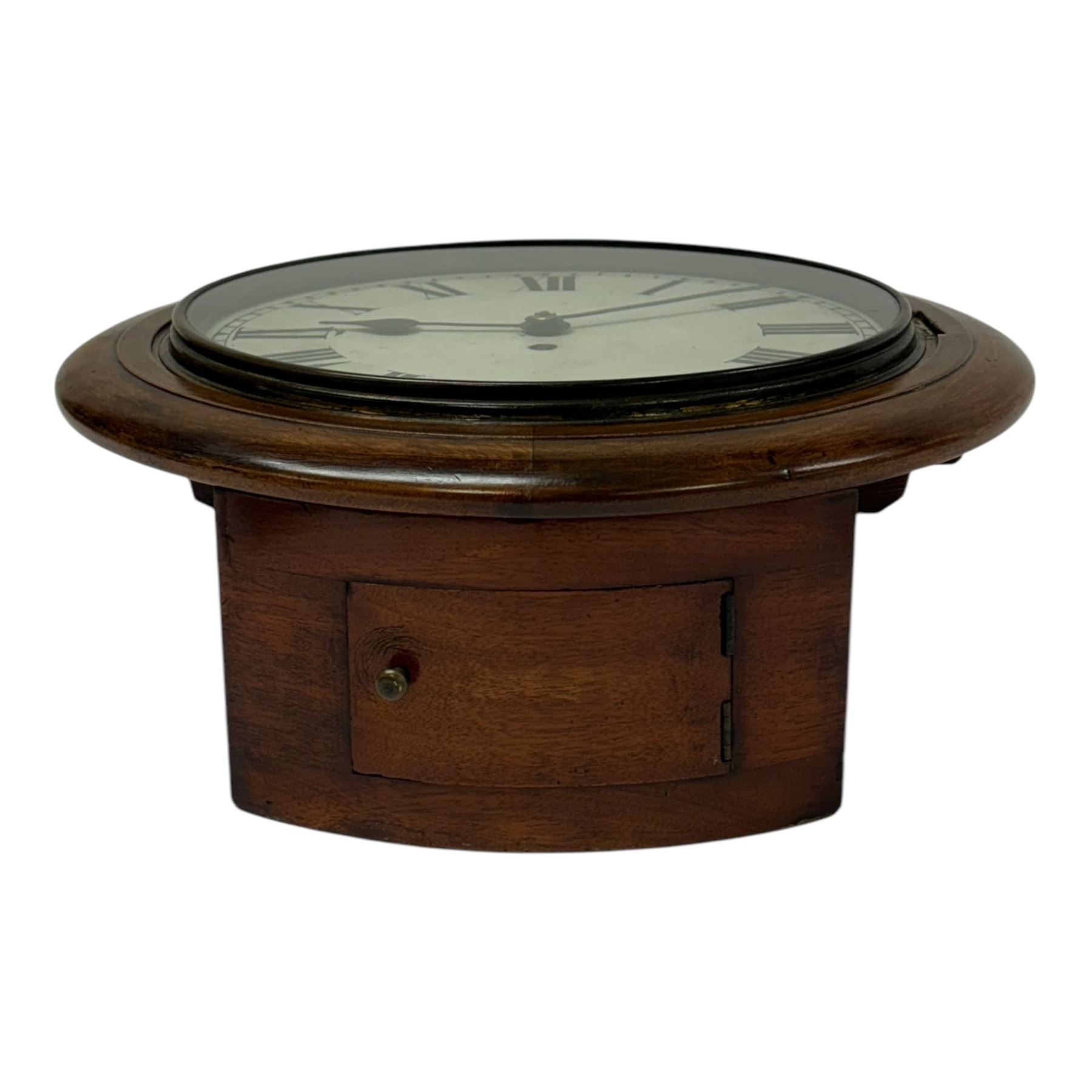 English - Early 20th century 8-day oak cased wall clock c1920, with a spun bezel and 12
