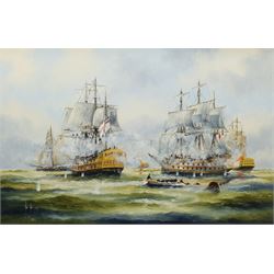 Ken Hammond (British 1948-): The Battle of Trafalgar, oil on canvas signed 49cm x 74cm