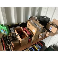 3 x 110v twin head work lamps, hand tools, Land Rover lamp guards, rubber washers, collection of bearings, jockey wheel clamp, hand tools etc - THIS LOT IS TO BE COLLECTED BY APPOINTMENT FROM DUGGLEBY STORAGE, GREAT HILL, EASTFIELD, SCARBOROUGH, YO11 3TX