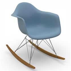 Vitra - RAR rocking chair, moulded plastic shell in ice grey with integrated arms, raised ...