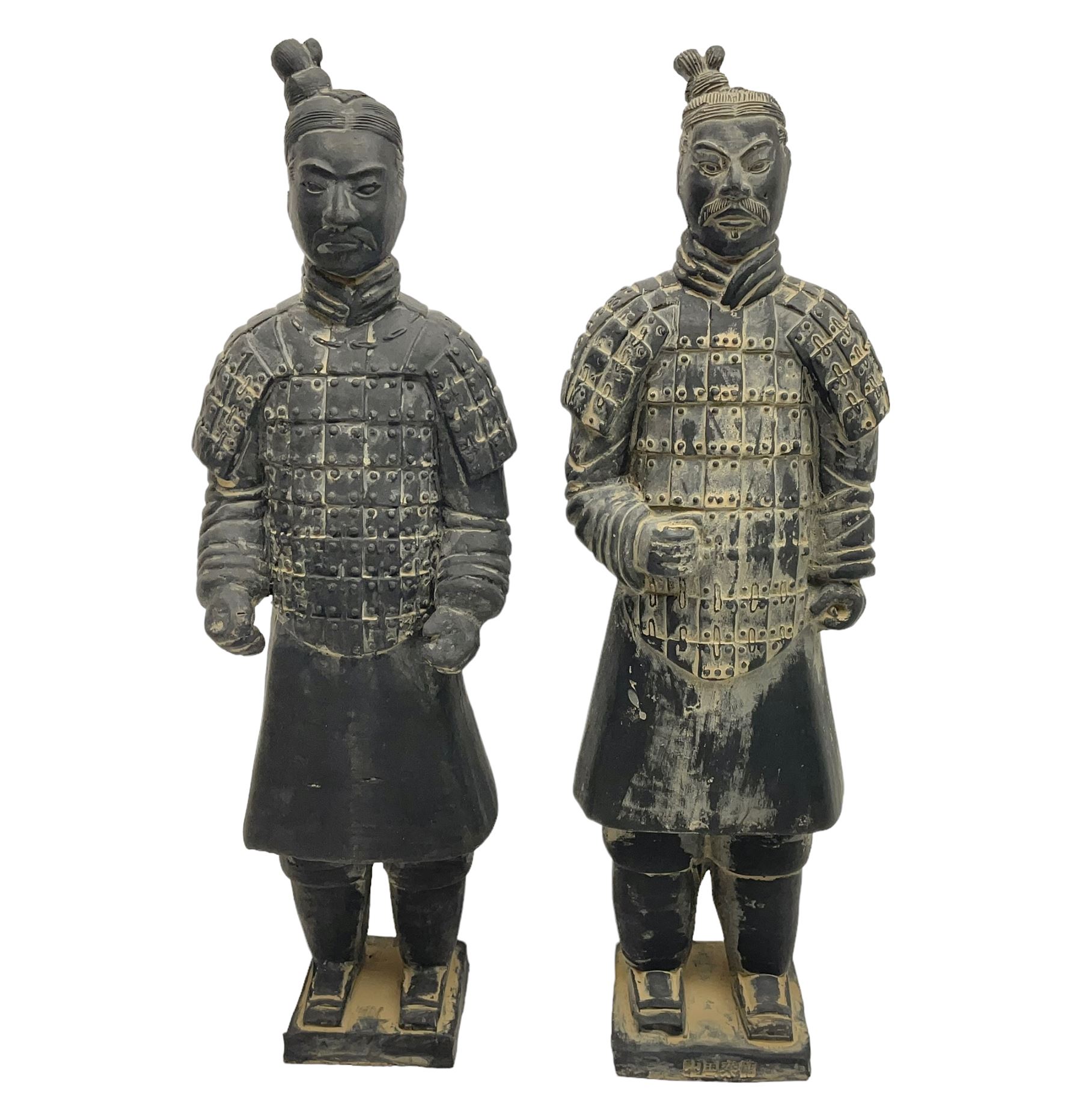 Pair of Chinese 'Terracotta Warrior', modelled as soldiers, H38cm