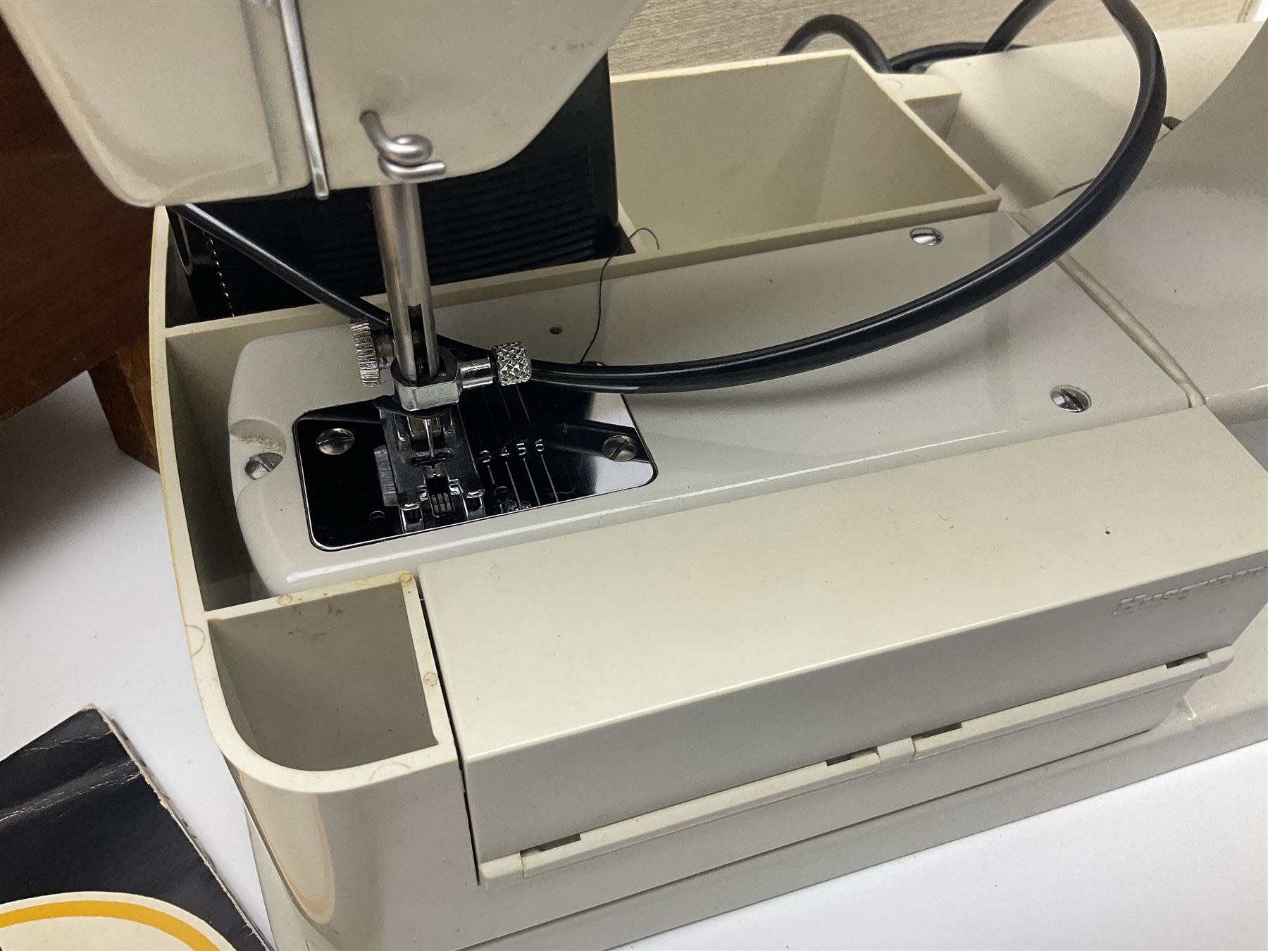 Husqvarna combina II sewing machine in case, with instruction manual and sewing box