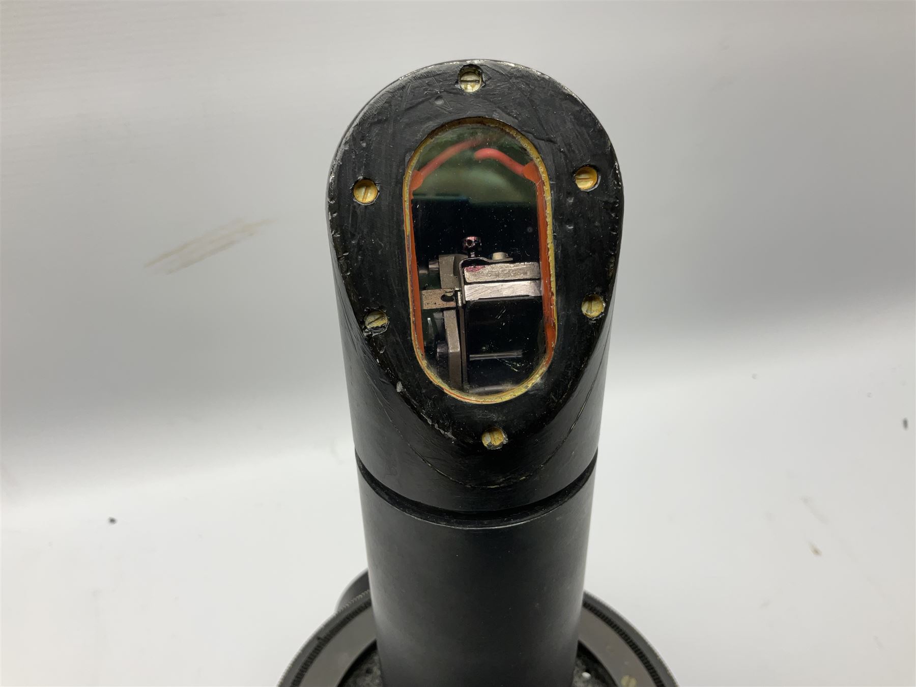 Air Ministry Periscopic Sextant Mk.2B, possibly by Kelvin & Hughes, Ref.No. 6B/2838 Serial No. 158KH1/59, bearing Fenns (Farnborough) Ltd label; in black pyramid shaped stowage case with various labels