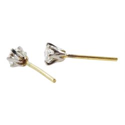 Pair of 18ct gold round brilliant cut diamond stud earrings, total diamond weight approx 0.30 carat