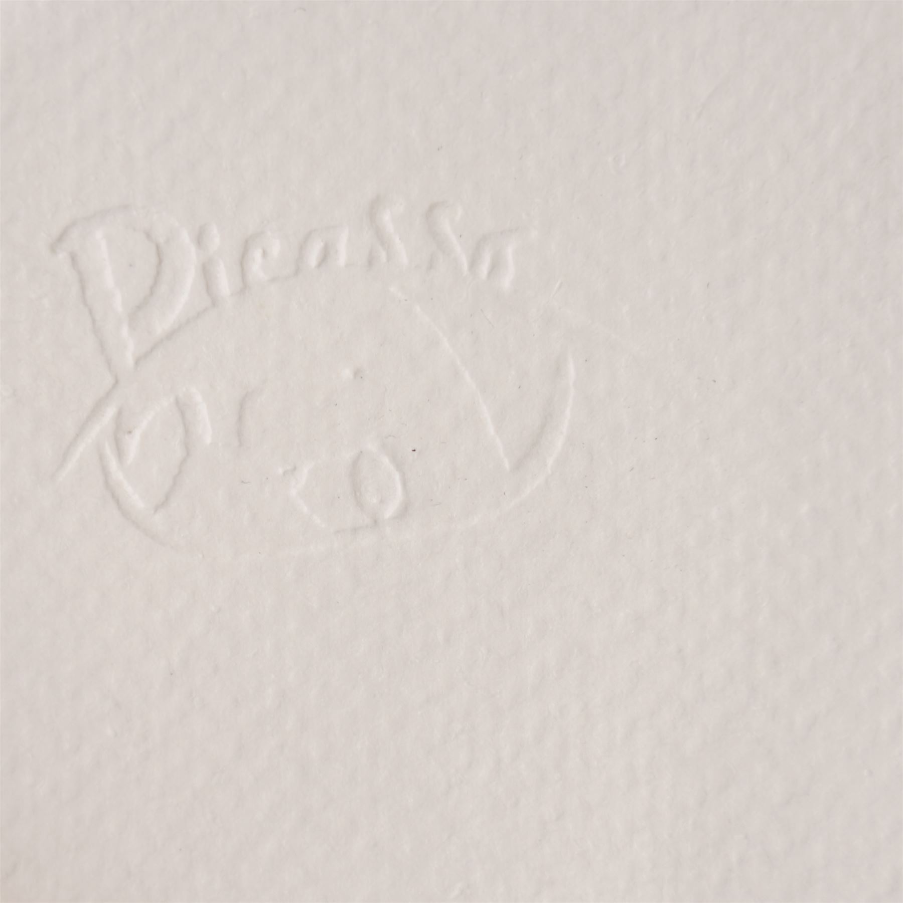 After Pablo Picasso (Spanish 1881-1973): Woman with Joined Hands, limited edition lithograph numbered 131/200 in pencil, with facsimile signature and blindstamp 70cm x 50cm (unframed)