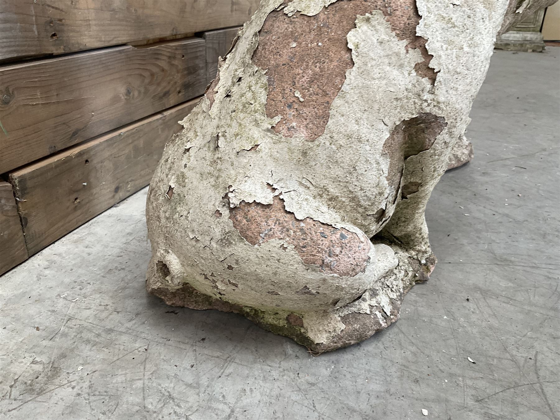 Pair painted stone pigs 