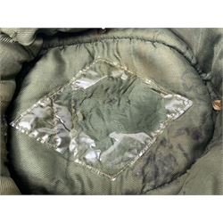 WWII German M43 field cap with 'SS' cloth badge and mountain trooper's edelweiss metal badge