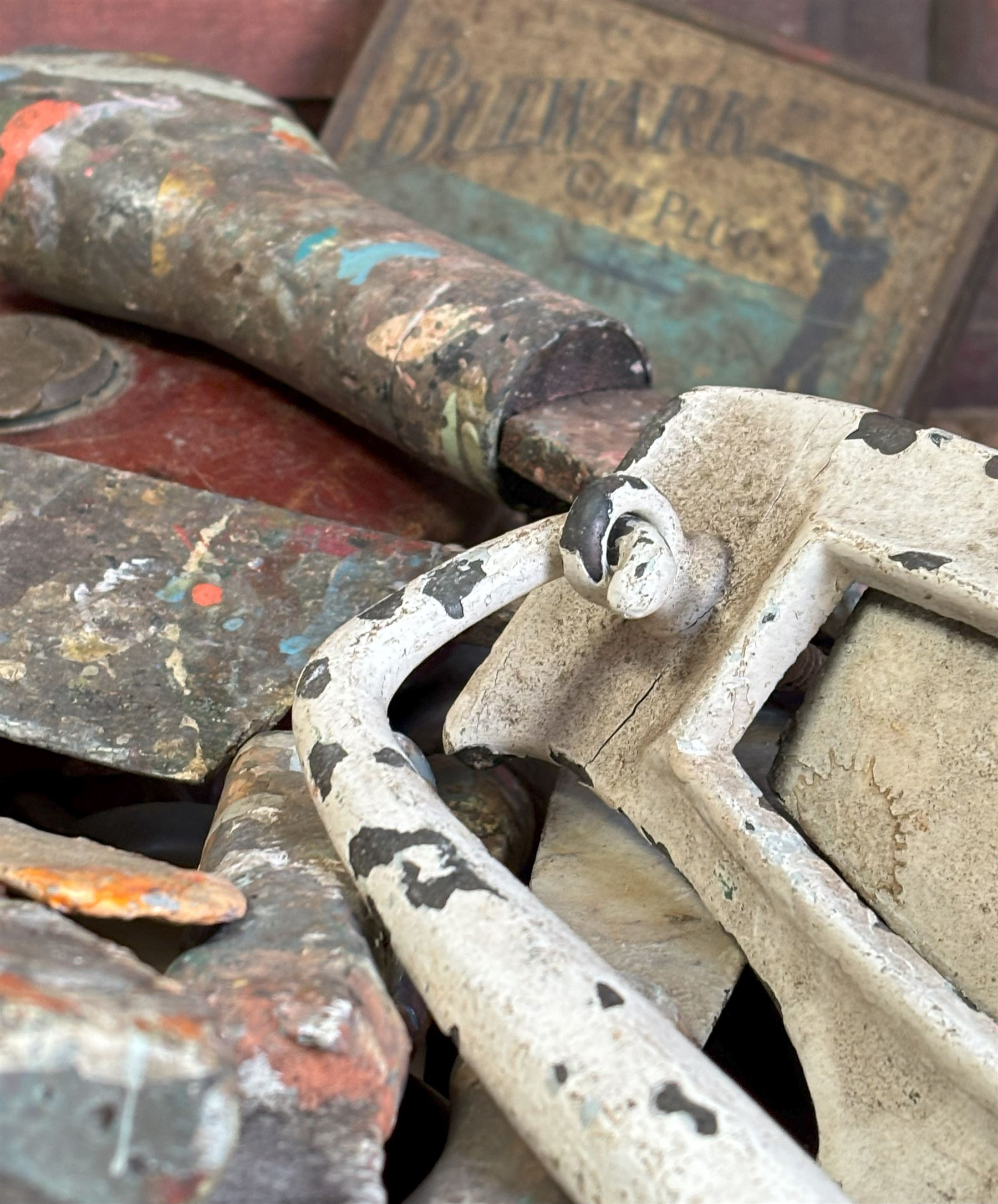 Three boxes of mixed vintage hardware and accessories, to include early 20th century gilt brass beehive curtain pole finials, curtain pole rings, door handles, escutcheons, letter box door knockers, Victorian glass drawer pulls etc.  - COLLECTION BY APPOINTMENT FROM: The White House, Thirsk Road, Easingwold, York, YO61 3NF - CALL 01723 507111 TO ARRANGE