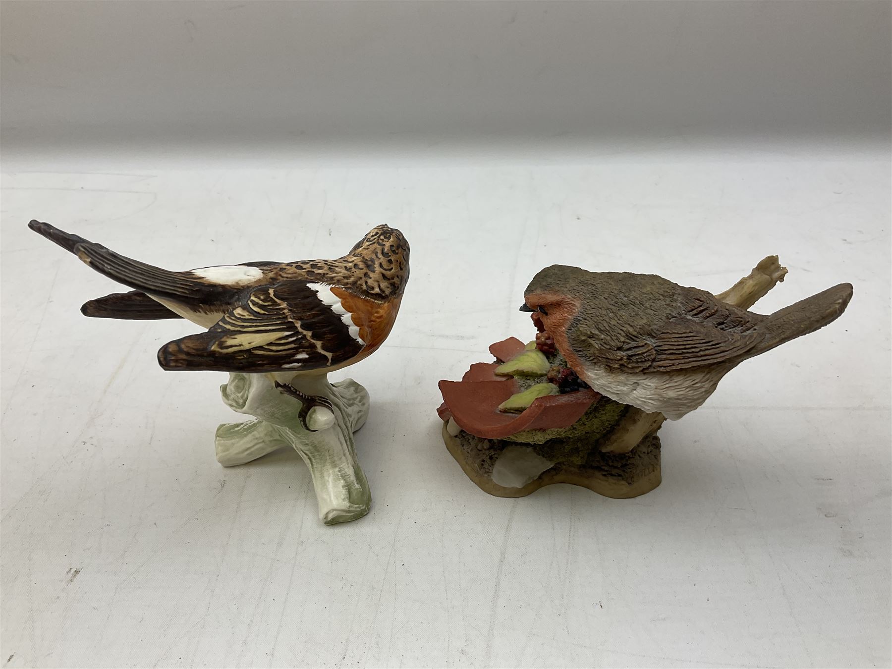 Lladro figure Ingenuine Woman no. 5487 (a/f), Nao figure, Goebel bird figure CV86 1967, Goebel Chaffinch 38023-06, Arden Scultpures robin figure group etc