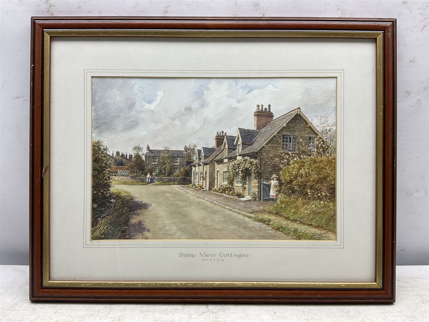 John Cecil Lund (British 1932-): 'Stray View Cottages Saxton', watercolour signed and titled 20cm x 30cm