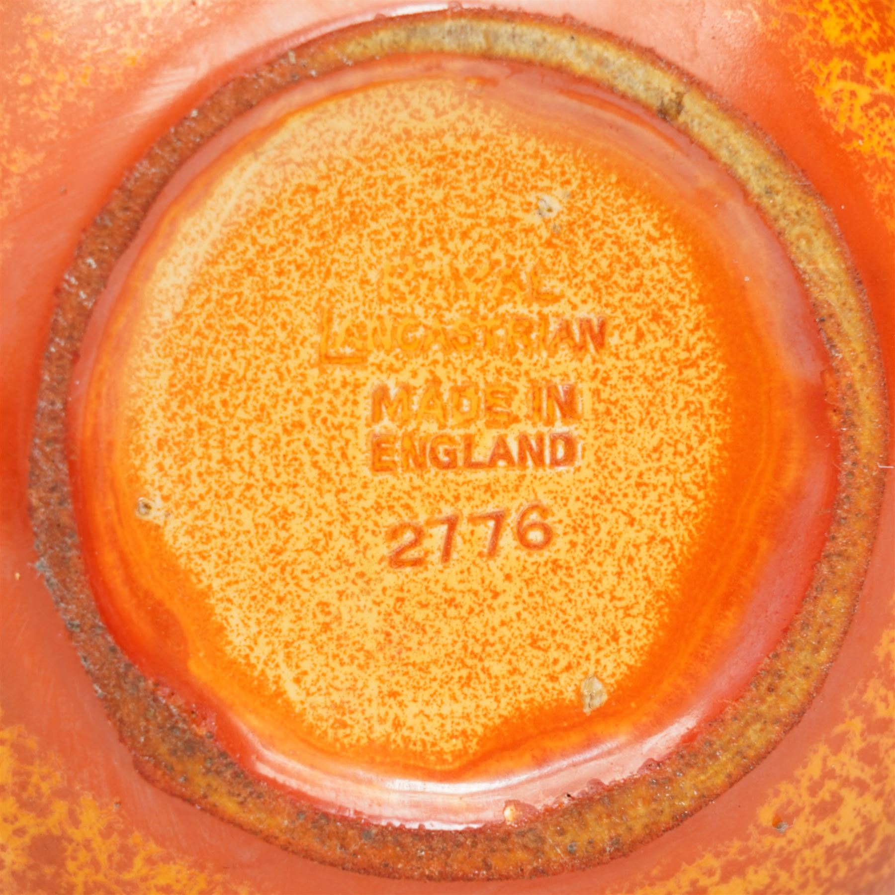 Collection of Pilkington Royal Lancastrian mottled orange vases, impressed marks to base, largest H17cm (3)