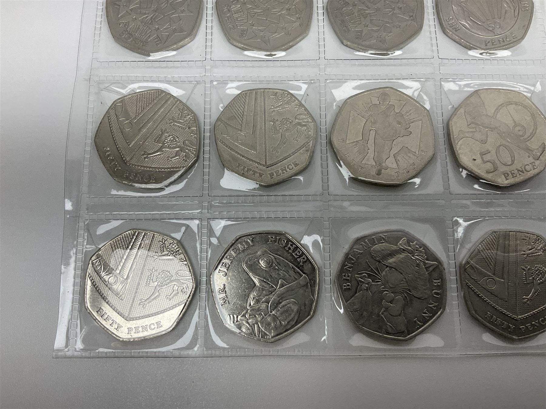 Queen Elizabeth II decimal fifty pence coins, including commemoratives, face value 11 GBP