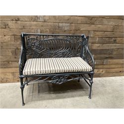 Richard Bawden (1936-2024); - Cat design painted cast iron garden bench