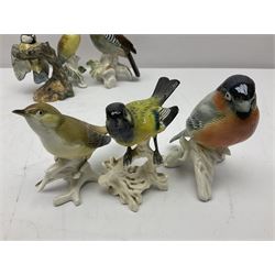 Eight Karl Ens bird figures, together with Mack blue tit and one other