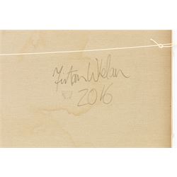 Fintan Whelan (Irish 1967-): 'Ocean Sky', mixed media on canvas unsigned, with certificate of authenticity, 90cm x 150cm 