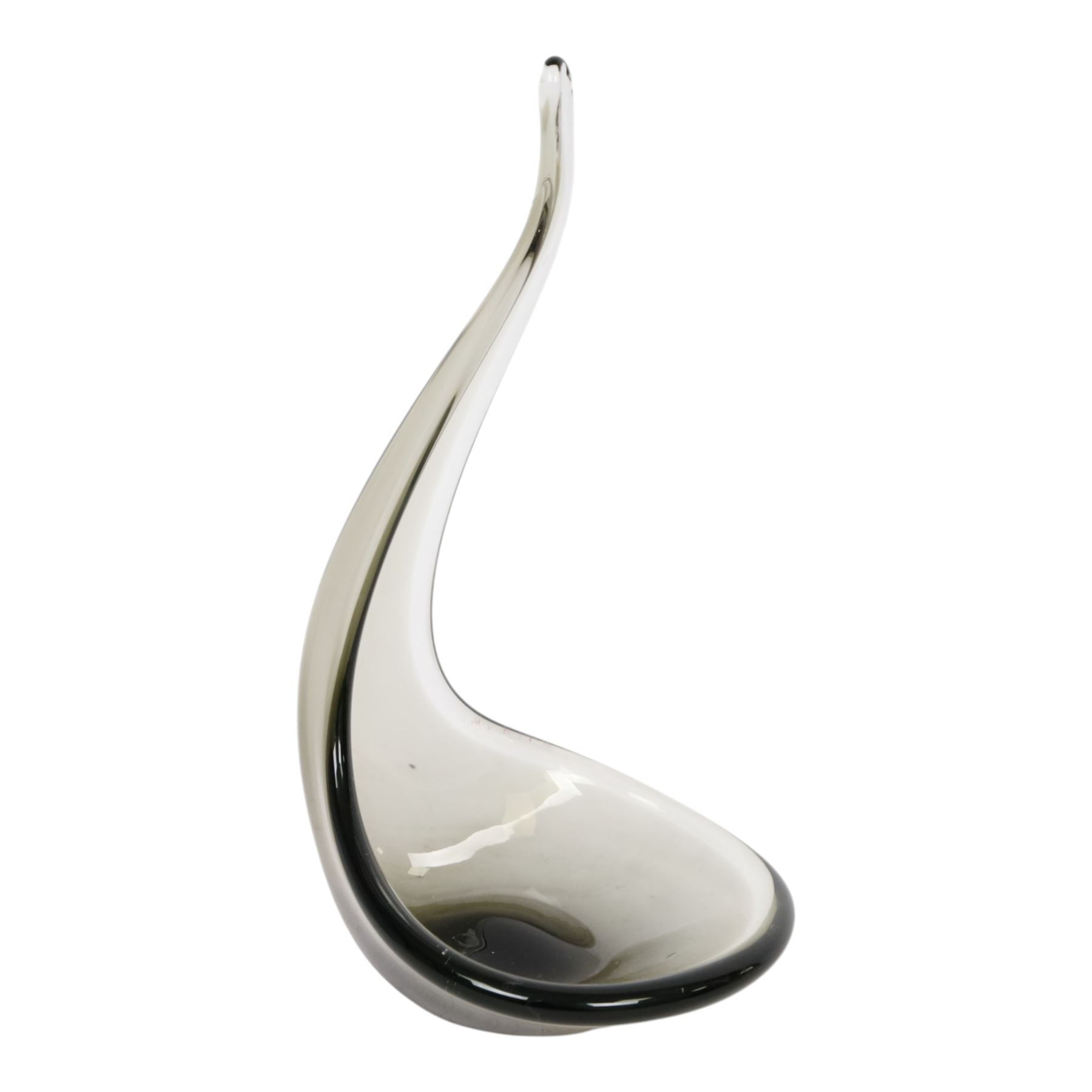 Glass vase, with lilac and vase swirls, indistinct signature beneath, together with Murano uranium glass dish