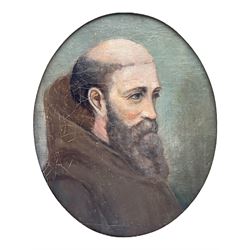 Italian School (19th century): Portrait of a Monk, oval oil on canvas signed 28cm x 23cm