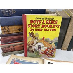 1930s Glevum Series boxed set of 'Coloured and Polished Building Bricks' with instructions; and quantity of 19th century and later children's books including The Fairy-Land of Science by Arabella B. Buckley. 1879; The Wonder Gift Book for Children 1933; The Greyfriars Holiday Annual 1938; The Willie Waddle Book 1933; twelve editions of School Boys Own Library 1937/8; Rainbow Annual 1952 etc
