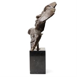 After Salvador Dali (Spanish 1904-1989): Dreams, bronze figure with head resting on hand, mounted on black marble base, H40cm 