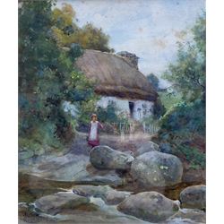 Samuel Towers (British 1862-1943): Young Lady Fetching Water, watercolour signed 25cm x 30cm
