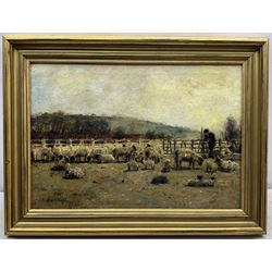 John William Buxton Knight RBA (British 1842-1908): Shepherd and his Flock, oil on canvas signed and dated '99, 35cm x 51cm 
Provenance: private collection, purchased Tennants Auctioneers 25th March 2011 Lot 858