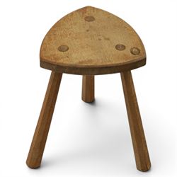 Acornman - oak milking stool, with signature acorn carving by the workshop of Alan Grainge...