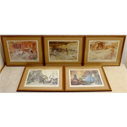 After Sir William Russell Flint (British 1880-1969): Continental Scenes, set five colour prints with facsimile signatures 33cm x 43cm  