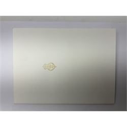 2003 Royal Christmas card with gilt embossed Prince of Wales crest to cover, the interior with black and white photograph of a smiling Prince Charles, now King Charles III, Prince William and Prince Harry, signed in autopen 'from Charles', with indistinct name to top