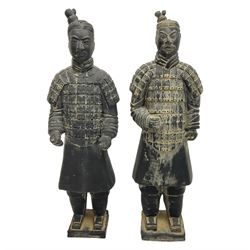 Pair of Chinese 'Terracotta Warrior', modelled as soldiers, H38cm
