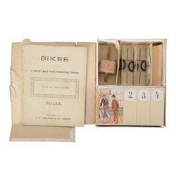 Early 20th century and later puzzles and games, including Bikee, 'A Novel and Very Amusing Game', by C.W. Faulkner & Co, Multum-In-Parvo Puzzle by RJ London, The Original 15 Puzzle by RJ London, The Chinese Zig-Zag 'A Wonderful and Extraordinary Puzzle', The Subway Puzzle by R Journet London, etc, all in glazed wooden display case