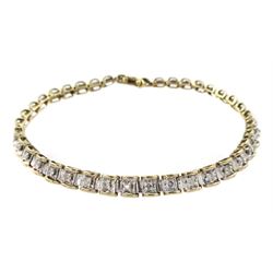 9ct gold diamond link bracelet, stamped 375