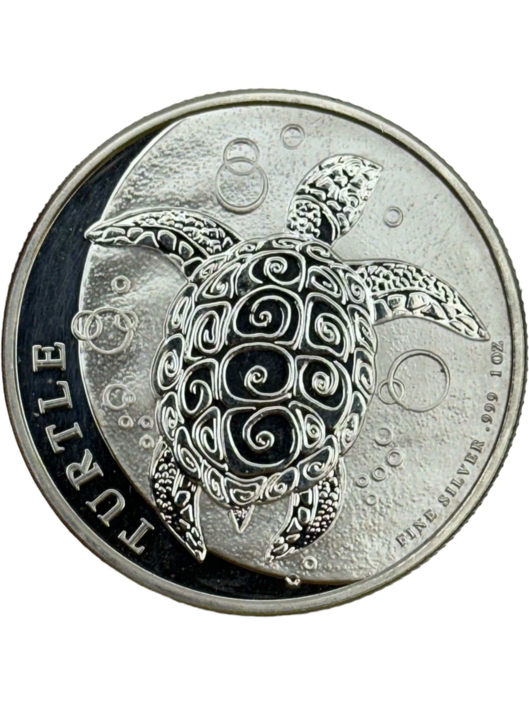Five Queen Elizabeth II Niue one ounce fine silver two dollars coins dated 2016 'Turtle', 2017 'Panda', 2017 'Darth Vader', 2018 'Stormtrooper', 2019 'Clone trooper' and two Fiji one ounce fine silver one dollar coins dated 2015 'Iguana', 2016 'Iguana' (7)