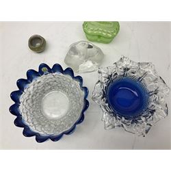Two glass bowls by Humppila, Finland, together with Swedish glass paperweight, two wedgewood paperweights and other collectables 
