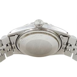 Rolex Oyster Perpetual Datejust gentleman's stainless steel automatic wristwatch, circa 1983, Ref. 16030, serial No. 7453006, white dial with baton hour markers, on Jubilee bracelet with fold-over clasp