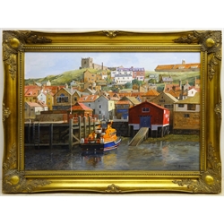  Don Micklethwaite (British 1936-): Whitby Lifeboat House, oil on board signed 50cm x 75cm  

