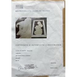 Luca Alinari  (Italian 1943-2019): 'L'abbraccio', mixed media on board signed, titled and dated 2000 on certificate verso 67cm x 43cm
Provenance: with Sazio Arte di Andea Lucchesi, Firenze, Italy

