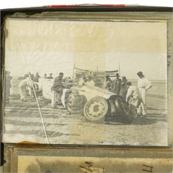 Early 20th century photograph album and contents of approximately 200 photographs and postcards including Alexandra Palace, Isle of Wight, views of Belgaum, India 1917, Palestine and Syria 1917-1919 etc, number of military glass slides and loose photographs