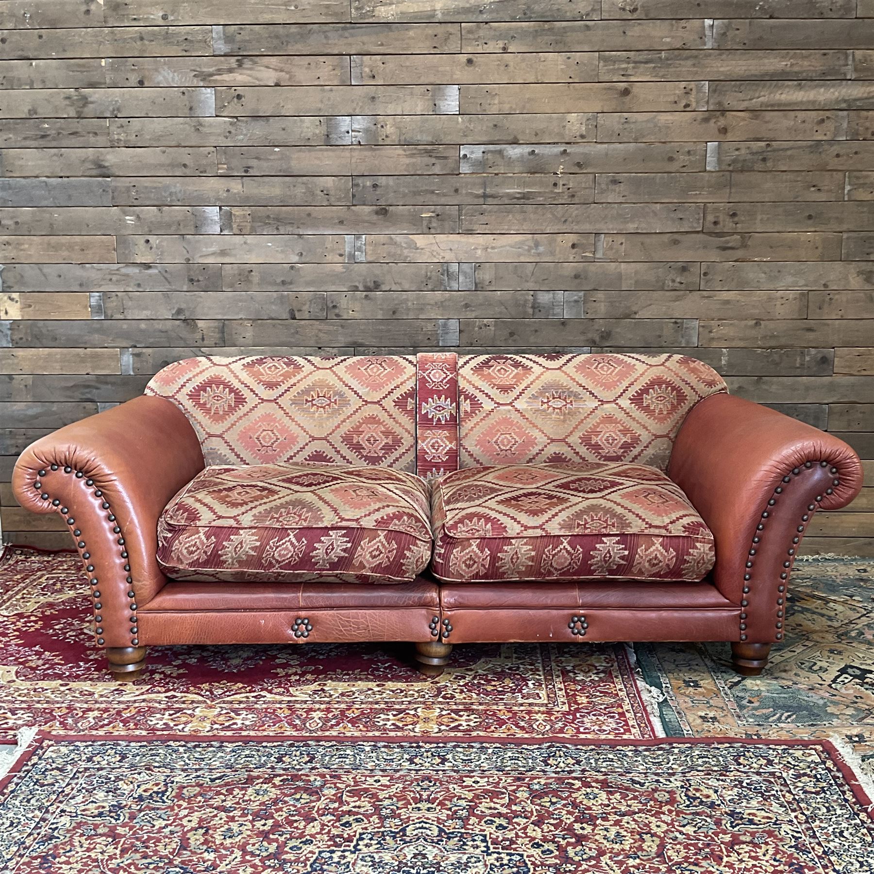 Tetrad Eastwood leather and kilim fabric sofa