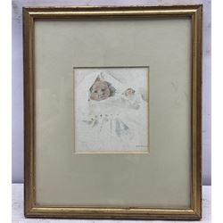 Mary Annie Sloane (British 1867-1961): Portrait of the Artist's Son 'Peter', watercolour signed titled and dated 1918, 13cm x 11.5cm 
Notes: Sloane was a student of Sir Hubert von Herkomer (British 1849-1914) from whom she developed her skills in etching and engraving, her watercolours are more uncommon. 