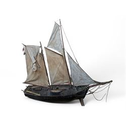 Late Victorian scratch built model of 18th century ship in full sail with the name Ann & M...